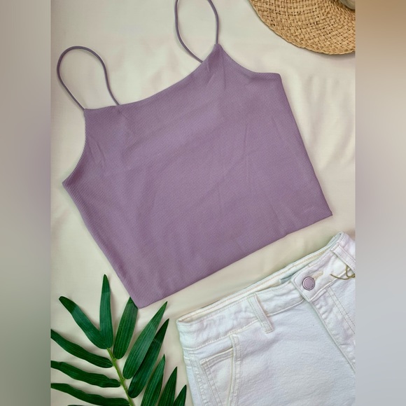 Round Neck Bungee Strap Tank Top - Lavender - Picture 4 of 5